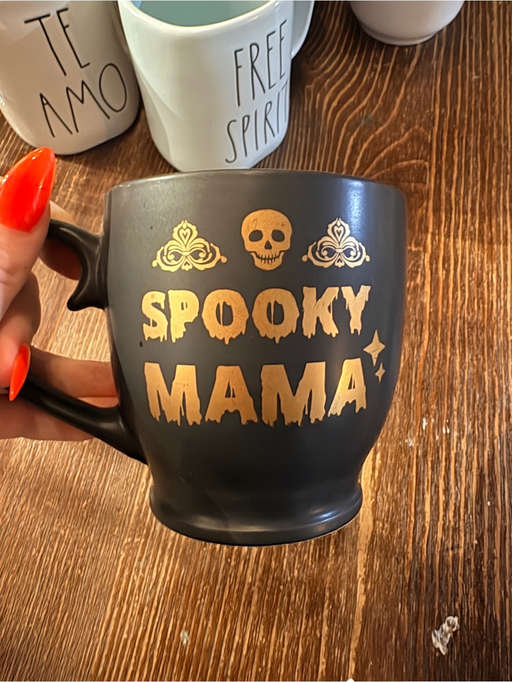 Spooky Mama Black Mug with Gold Lettering